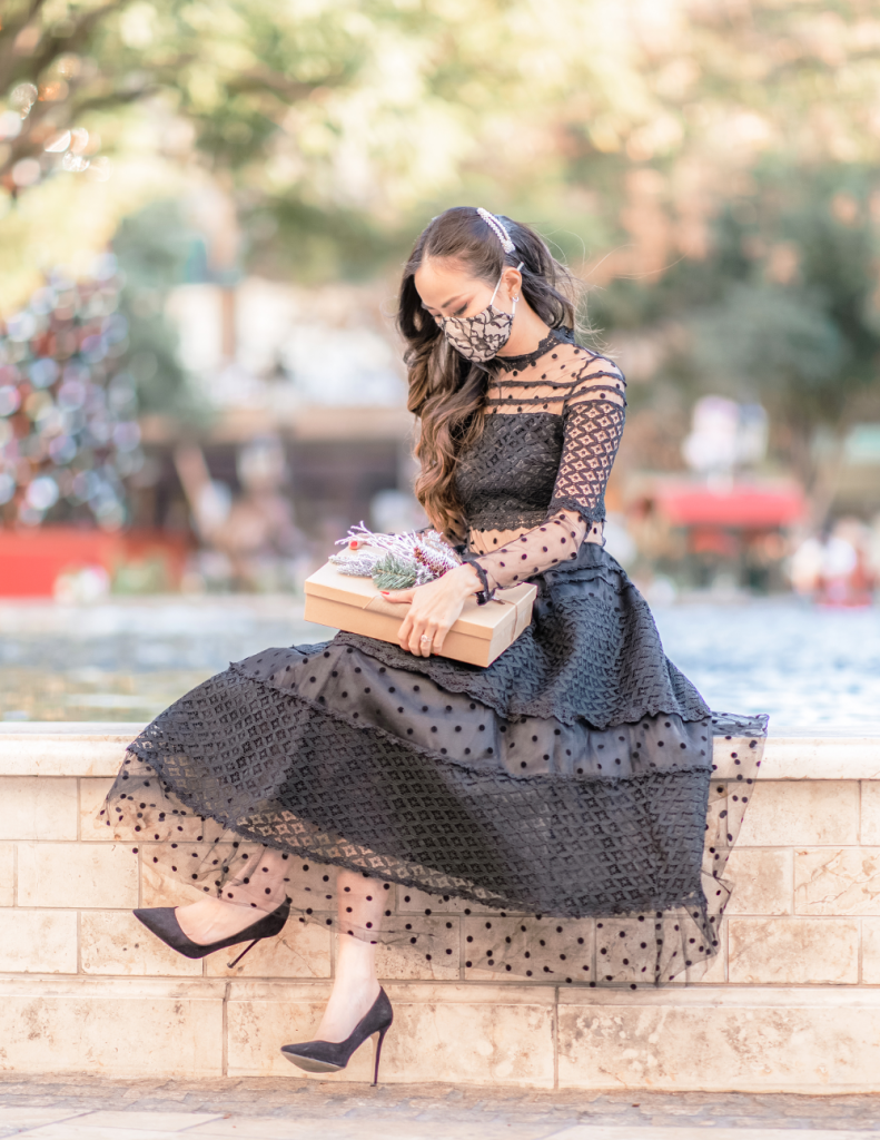 Black Sheer Polka Dot Mesh Dress  Leanne Choi