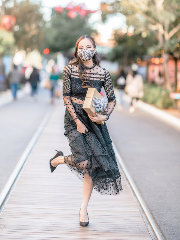 Black Sheer Polka Dot Mesh Dress