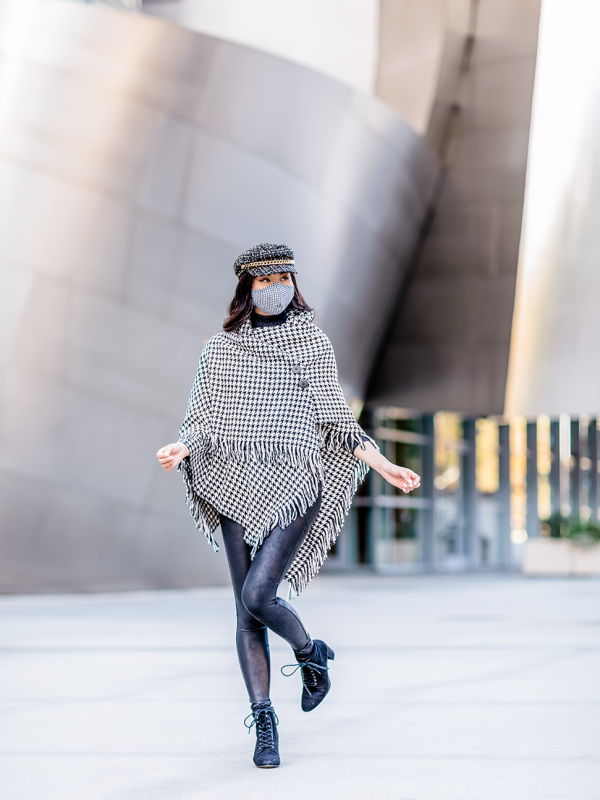 Houndstooth Cape Over Black Ensemble