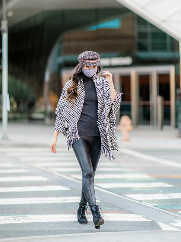 Houndstooth Cape Over Black Ensemble