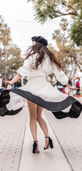 Heart Sweater and Color Block Skirt