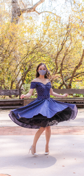 50s Blue Polka Dot Dress