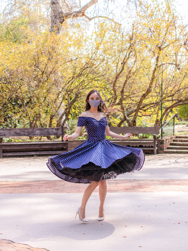 50s Blue Polka Dot Dress