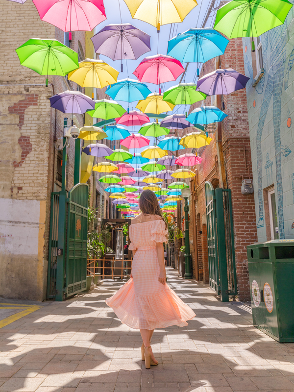 Light Peach Gingham Midi Dress