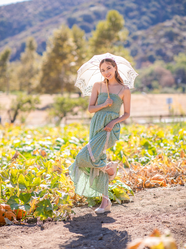 Sage Smocked Cottage Dress