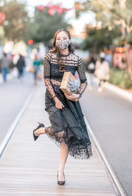 Black Sheer Polka Dot Mesh Dress