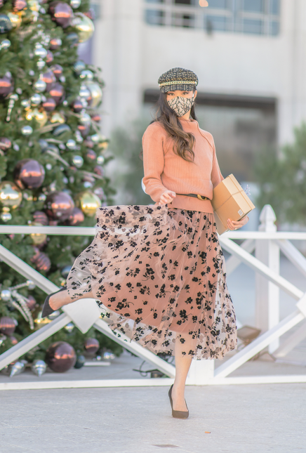 Caramel Confection: Sweater and Mesh Skirt Combo