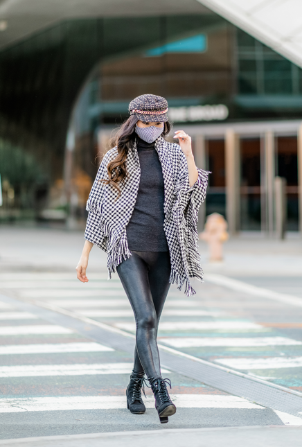 Houndstooth Cape Over Black Ensemble