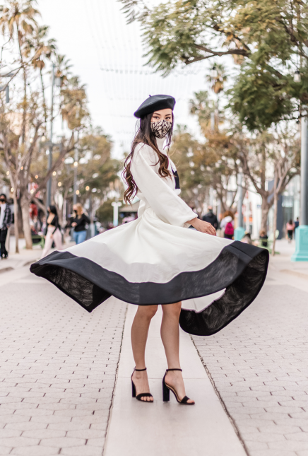 Heart Sweater and Color Block Skirt