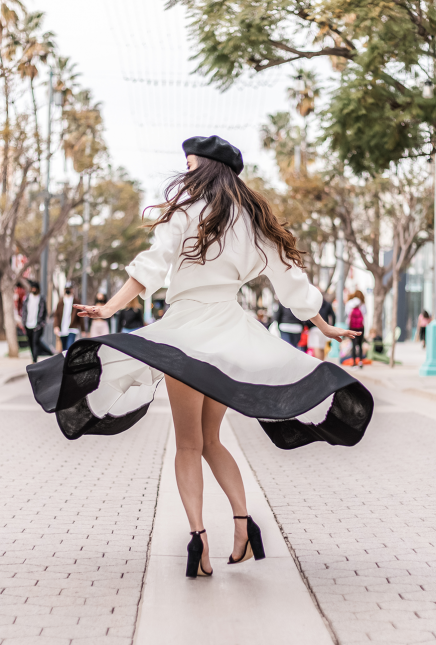 Heart Sweater and Color Block Skirt