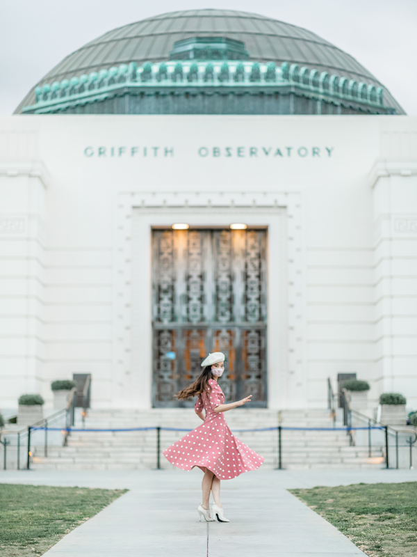Pink Polka Dot Dress + Griffith Observatory