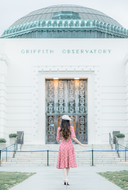 Pink Polka Dot Dress + Griffith Observatory