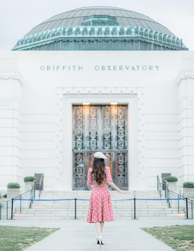 Pink Observatory Pink Polka Dot Dress + Griffith Observatory – Leanne Choi