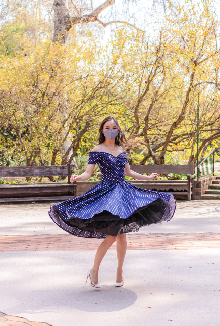 50s Blue Polka Dot Dress