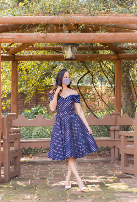 50s Blue Polka Dot Dress