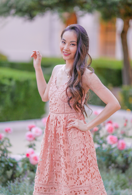 Pink Lace Midi Dress