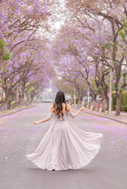 Dusty Lavender Ruffle Maxi Dress