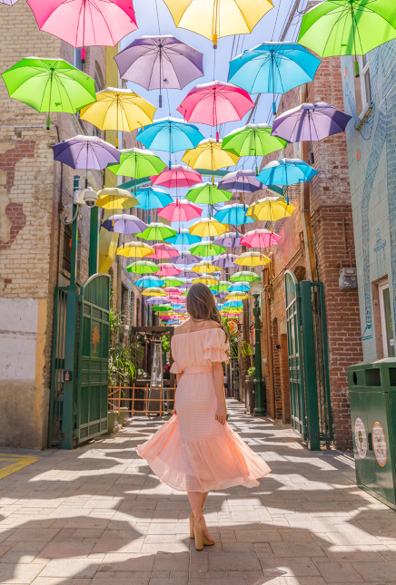 Light Peach Gingham Midi Dress