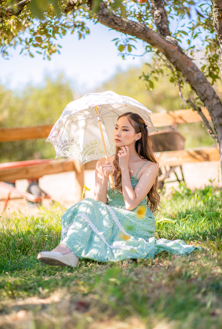 Sage Smocked Cottage Dress